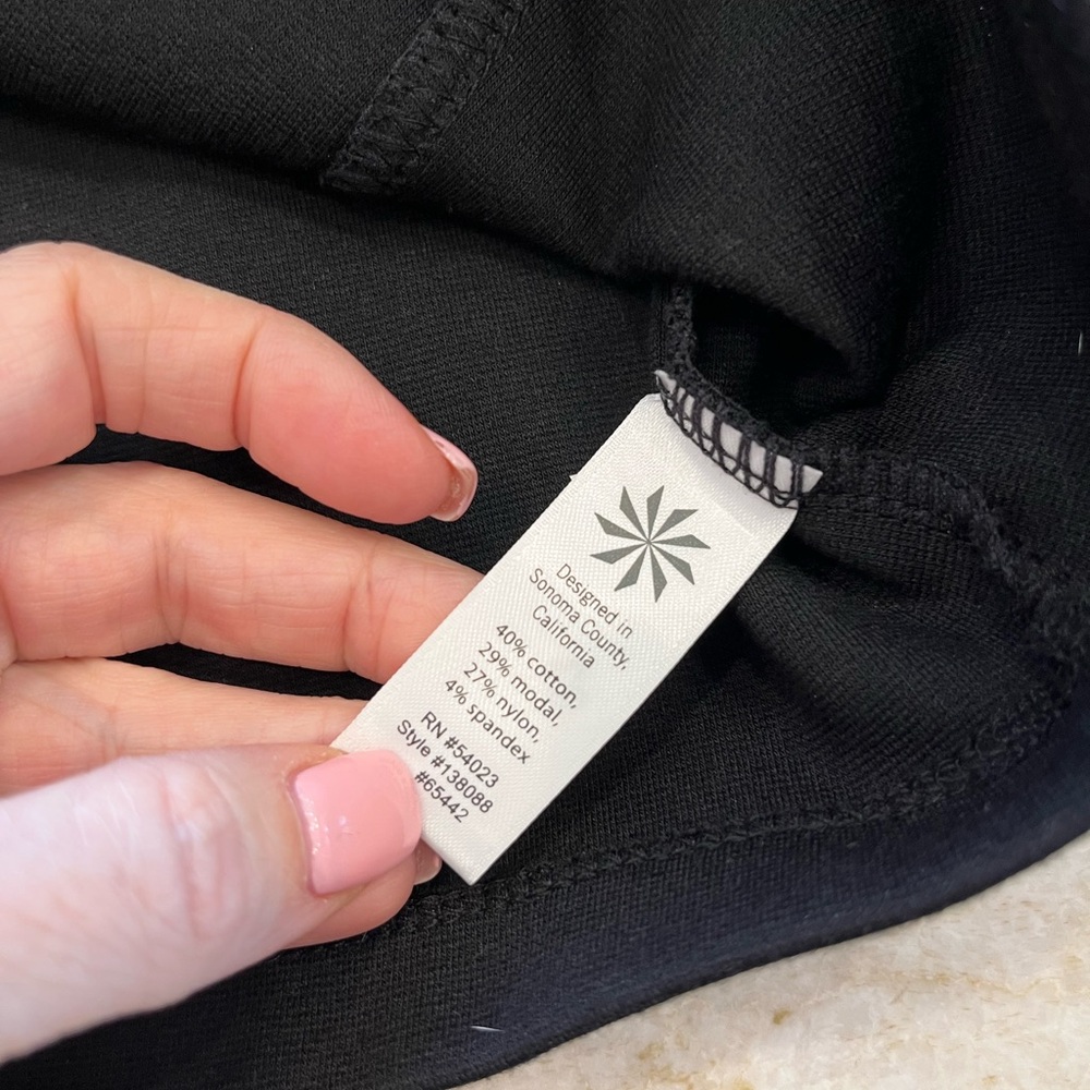 NEW Athleta Illusion Ponte Knit Black Long-Sleeve Dress Small LBD Athleisure - Picture 6 of 12